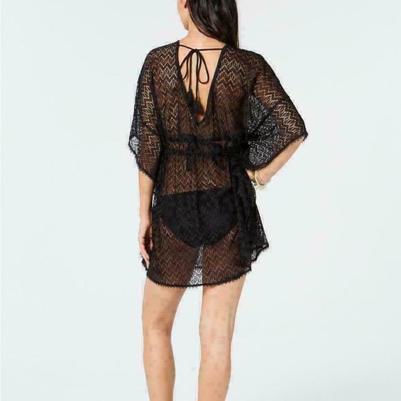 Miken Black Crochet Swimsuit Cover Up Caftan - Picture 2 of 4